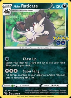 Alolan Raticate 042/078 Common – Pokémon GO Pokémon card