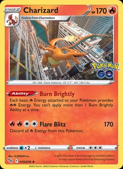 Charizard 010/078 Holo Rare – Pokémon GO Pokémon card