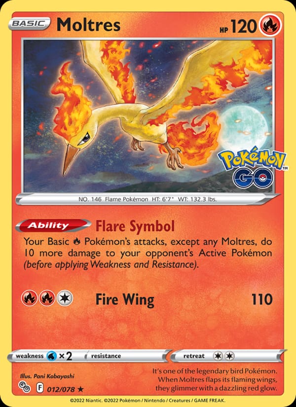 Moltres 012/078 Pokémon GO Pokémon card
