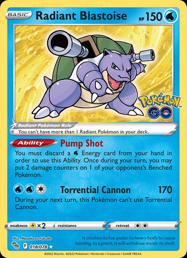 Radiant Blastoise 018/078 Pokémon GO Pokémon card