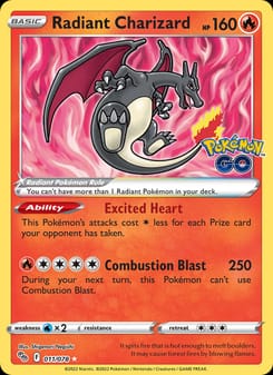 Radiant Charizard 011/078 Radiant Rare – Pokémon GO Pokémon card