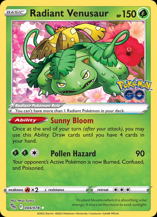 Radiant Venusaur 004/078 Pokémon GO Pokémon card