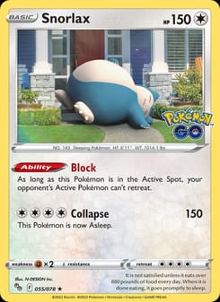 Snorlax 055/078 Holo Rare – Pokémon GO Pokémon card
