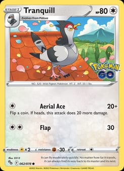Tranquill 062/078 Common – Pokémon GO Pokémon card
