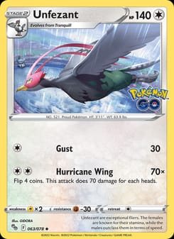 Unfezant 063/078 Uncommon – Pokémon GO Pokémon card