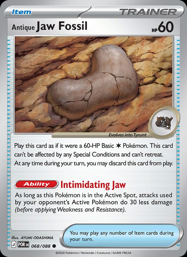 Antique Jaw Fossil 068/088 Perfect Order Pokémon card