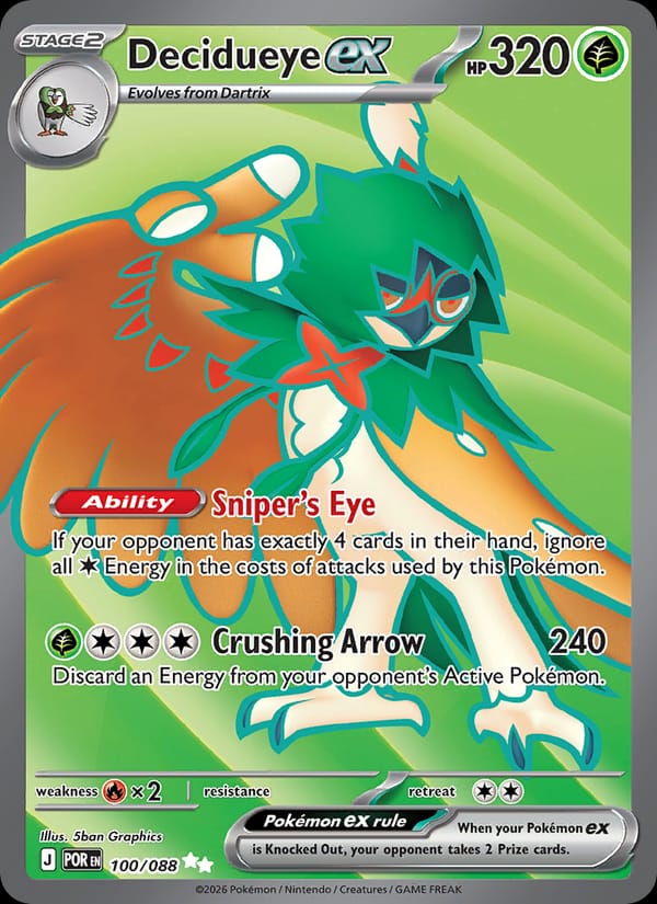 Decidueye ex 100/088 Perfect Order Pokémon card