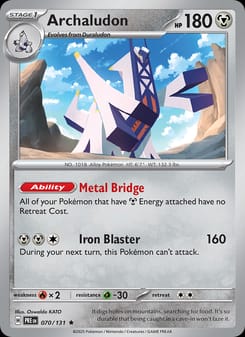 Archaludon 070/131 Rare – Prismatic Evolutions Pokémon card