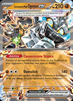 Cornerstone Mask Ogerpon ex 058/131 Double Rare – Prismatic Evolutions Pokémon card