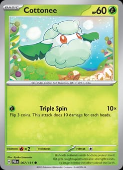 Cottonee 007/131 Common – Prismatic Evolutions Pokémon card
