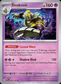 Dusknoir 037/131 Rare – Prismatic Evolutions Pokémon card