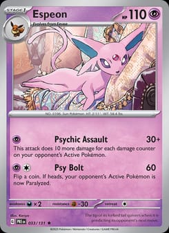 Espeon 033/131 Rare – Prismatic Evolutions Pokémon card