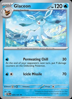 Glaceon 025/131 Rare – Prismatic Evolutions Pokémon card