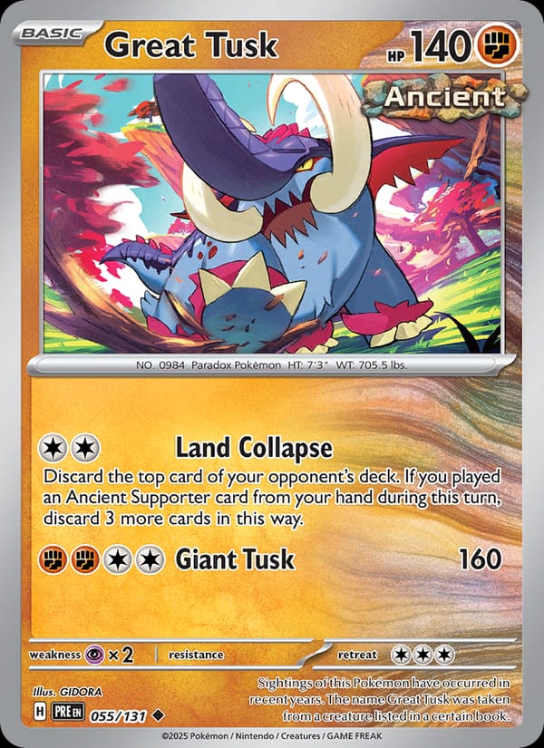 Great Tusk 055/131 Prismatic Evolutions Pokémon card