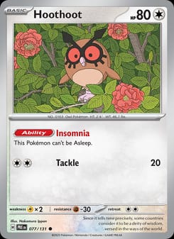 Hoothoot 077/131 Common – Prismatic Evolutions Pokémon card