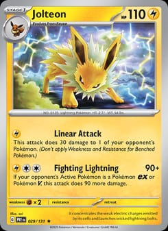 Jolteon 029/131 Rare – Prismatic Evolutions Pokémon card