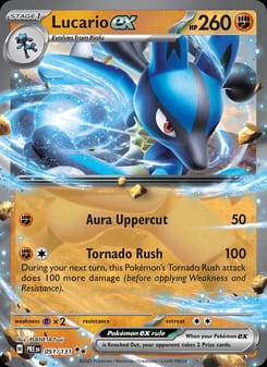 Lucario ex 051/131 Double Rare – Prismatic Evolutions Pokémon card