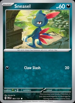 Sneasel 061/131 Common – Prismatic Evolutions Pokémon card