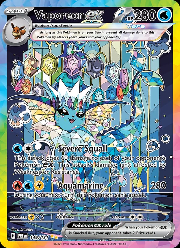 Vaporeon ex 149/131 Prismatic Evolutions Pokémon card