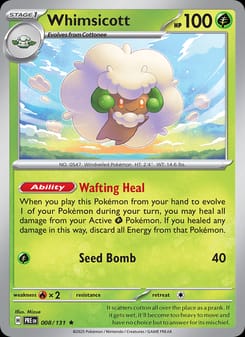 Whimsicott 008/131 Rare – Prismatic Evolutions Pokémon card
