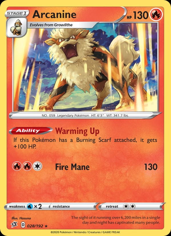 Arcanine 028/192 Rebel Clash Pokémon card