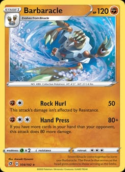 Barbaracle 104/192 Rare – Rebel Clash Pokémon card
