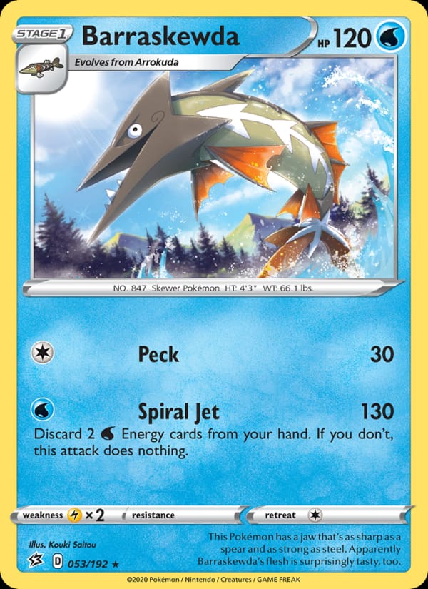 Barraskewda 053/192 Rebel Clash Pokémon card