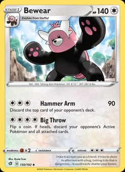 Bewear 150/192 Uncommon – Rebel Clash Pokémon card