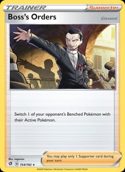 Boss's Orders (Giovanni) 154/192 Holo Rare – Rebel Clash Pokémon card