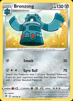 Bronzong 130/192 Uncommon – Rebel Clash Pokémon card