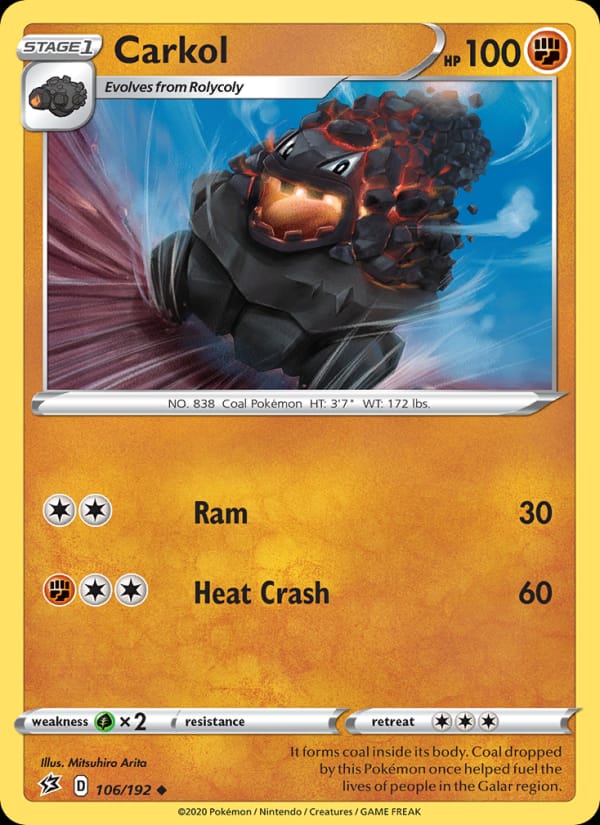Carkol 106/192 Rebel Clash Pokémon card