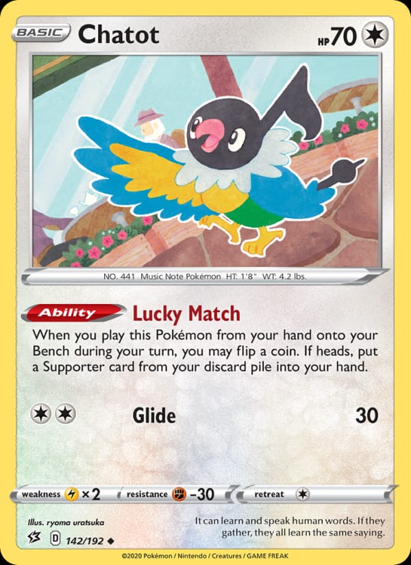 Chatot 142/192 Rebel Clash Pokémon card
