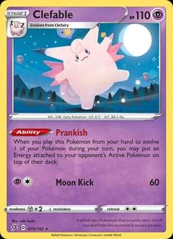 Clefable 075/192 Holo Rare – Rebel Clash Pokémon card