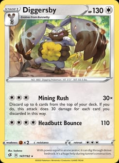 Diggersby 147/192 Rare – Rebel Clash Pokémon card