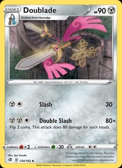 Doublade 134/192 Uncommon – Rebel Clash Pokémon card