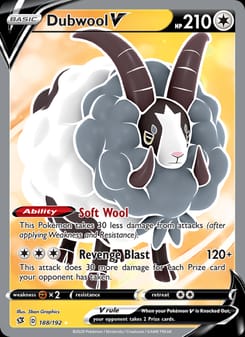 Dubwool V 188/192 Ultra Rare – Rebel Clash Pokémon card