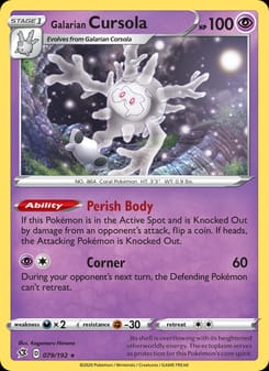 Galarian Cursola 079/192 Holo Rare – Rebel Clash Pokémon card