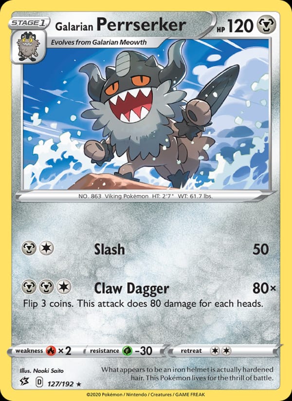 Galarian Perrserker 127/192 Rebel Clash Pokémon card