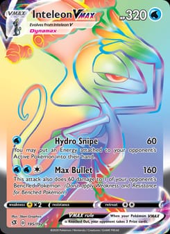Inteleon VMAX 195/192 Secret Rare – Rebel Clash Pokémon card