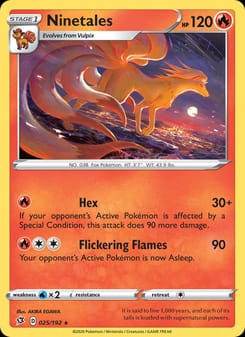 Ninetales 025/192 Rare – Rebel Clash Pokémon card