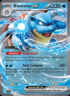 Blastoise ex 030/142 Double Rare – Stellar Crown Pokémon card