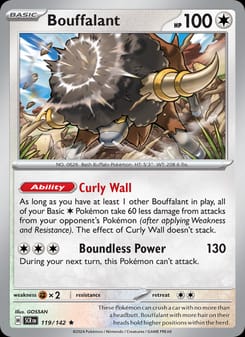 Bouffalant 119/142 Rare – Stellar Crown Pokémon card