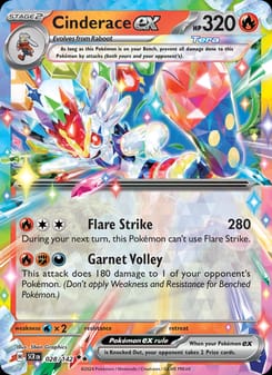 Cinderace ex 028/142 Double Rare – Stellar Crown Pokémon card
