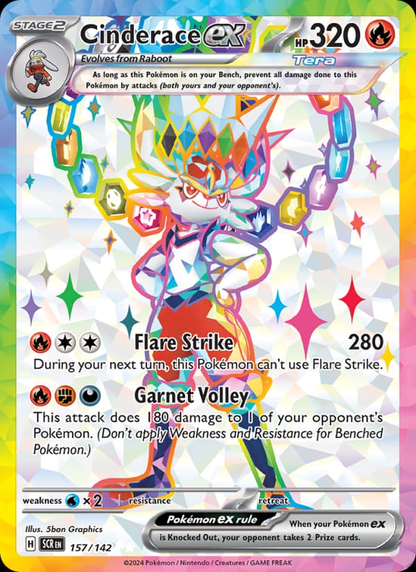 Cinderace ex 157/142 Stellar Crown Pokémon card