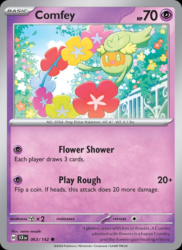 Comfey 063/142 Stellar Crown Pokémon card