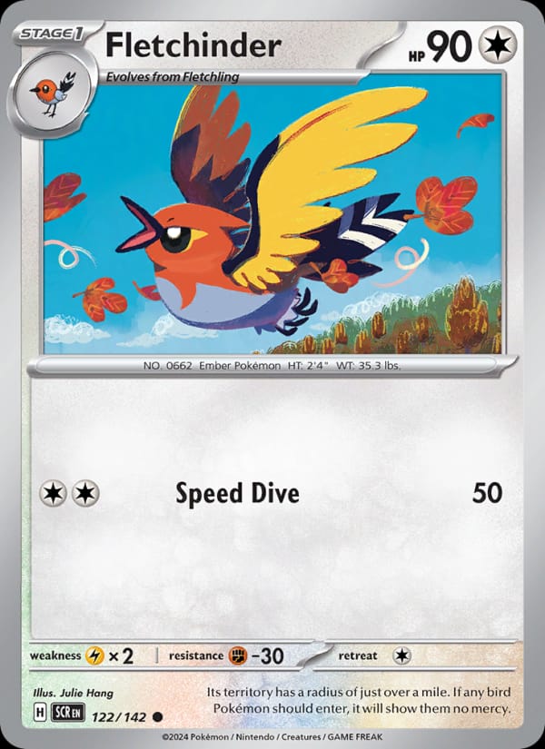 Fletchinder 122/142 Stellar Crown Pokémon card