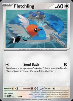 Fletchling 121/142 Common – Stellar Crown Pokémon card