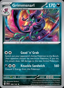 Grimmsnarl 096/142 Rare – Stellar Crown Pokémon card
