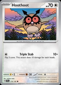 Hoothoot 114/142 Common – Stellar Crown Pokémon card