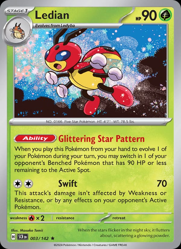 Ledian 003/142 Stellar Crown Pokémon card